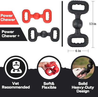 Natural Rubber Dog Toys for Large Aggressive Chewers - Lifetime Replacement - Tough Tug War Dog Toy for Large Dogs Tooth Clean, Red