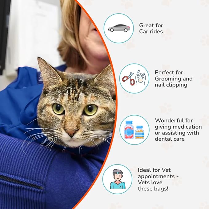 Cat-in-the-Bag Cozy Comfort Carrier - X-Small Cobalt Blue Cat Carrier Soft for Grooming, Vet Visits, Medication Administration, Dental Care, Nail Trimming, and Car Travel