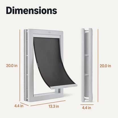 Amazon Basics Adjustable Plastic Dog and Cat Door, Large, 20.00’’ x 13.31’’ x 4.45’’, White and Grey