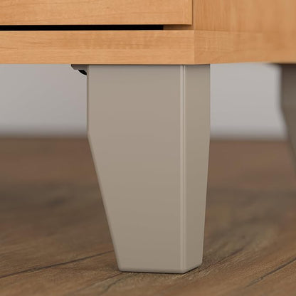 Bush Furniture Somerset 72W 3 Position Sit to Stand L Shaped Desk with Hutch in Maple Cross | Adjustable Height Table for Office