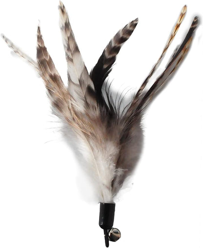 Cat Toys - No Chemical Dyeing Cat Feather Toys for Indoor Cats - Include Cat Wand and Natural Feather Refills