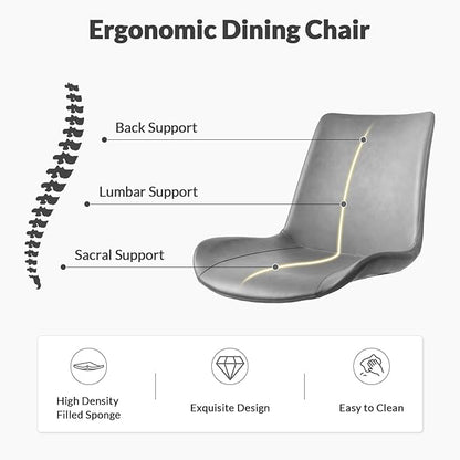 Dining Chairs, Modern PU Leather Dining Room Chair with Sturdy Metal Legs, Upholstered Seat Dinner Chairs Accent Side Chairs for Indoor Kitchen Living Room (Grey, Set of 8)