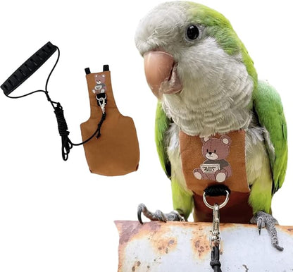 Bird Diaper Harness Flight Suit Clothes, Parrot Flight Suit with Leash for Parrot, Bird Flying Clothes with Rope and Handle for Outdoor Activities Training (Senegal,with Leash)