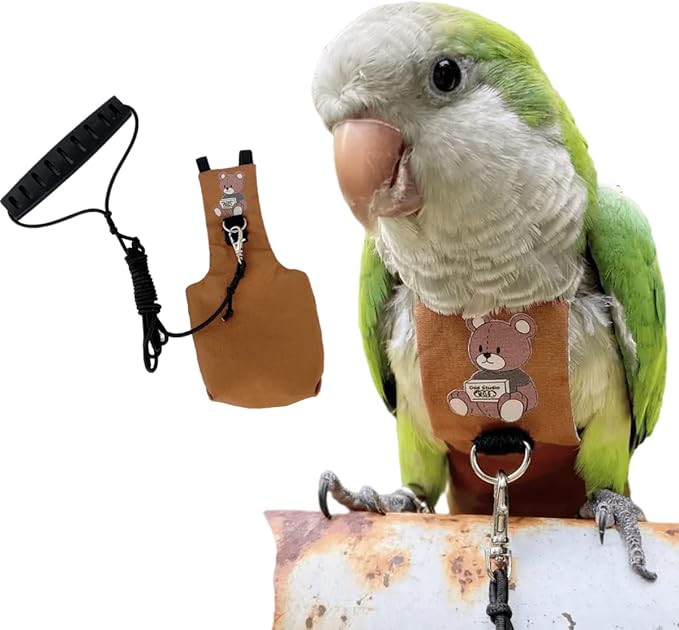 Bird Diaper Harness Flight Suit Clothes, Parrot Flight Suit with Leash for Parrot, Bird Flying Clothes with Rope and Handle for Outdoor Activities Training (Caique,with Leash)