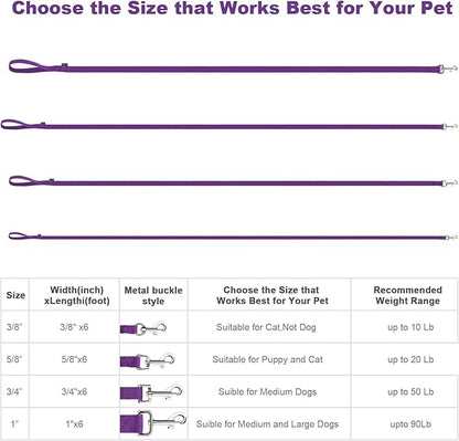 AMAGOOD 6 FT Puppy/Leash, Strong Traditional Style with Easy to Use Collar Hook, Great for Small, Medium and Large Dogs (5/8in x 6 ft, Purple)