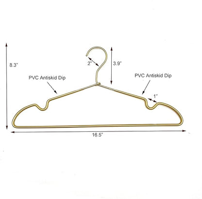 Premium Clothes Hangers 16.5" Metal Gold Coat Hangers Non Slip Hook Laundry Wire Suits Shirt Hangers Save Space Closet Storage Pants Hanger 30Pack