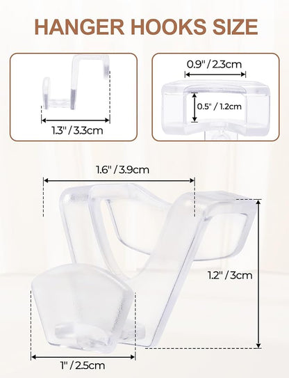 HOUSE DAY Closet Organizers and Storage, College Dorm Room Essentials - 60 Pack Clear Clothes Hanger Connector Hooks, Heavy Duty Hangers Organization, Premium Space Saving Hangers