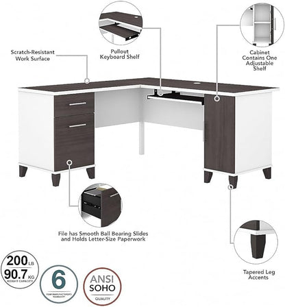 Bush Furniture File Drawer Accommodates Letter-Size documents While Box Drawer Stores Office Supplies and Utensils