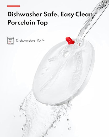 Homerunpet Cat Water Fountain Porcelain-Tray, Wireless Self-Cleaning Pump, Ultra Quiet 20dB Pet Water Dispenser for Cats and Dogs, Easy-to-Clean 2L/68oz with Smart LED and 4-Stage Filtration
