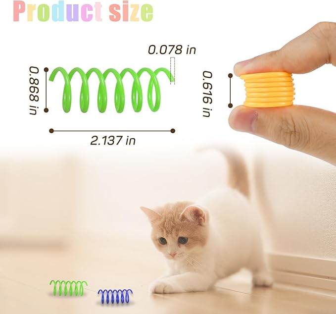 Andiker Interactive Cat Spiral Creative Spring Toy to Kill Time and Keep Fit, Sturdy and Heavy Plastic for Swatting, Biting, Hunting Kitten Toys, Colorful, 12 pcs