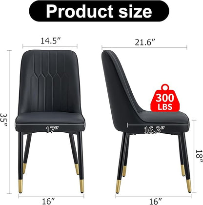 Dining Chairs Set of 6，Modern Dining Chairs, Equipped with PU Leather Backrest Cushions and Black Metal Legs, Suitable for Restaurants, Kitchens, and Bedrooms Dining Room Chairs