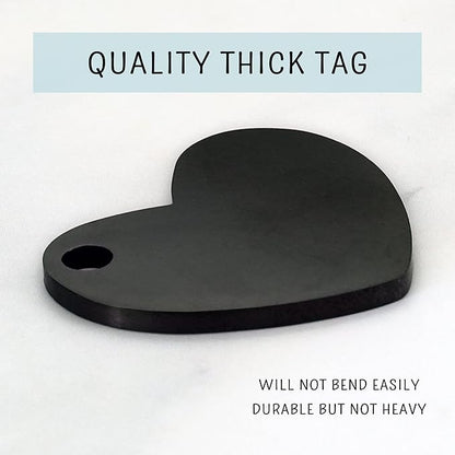 Ultra Joys Cat ID Tag Personalized Pet Tags, Durable Stainless Steel Small Pet Mini Dog Cat Tag Lightweight -Heart Tag in Black
