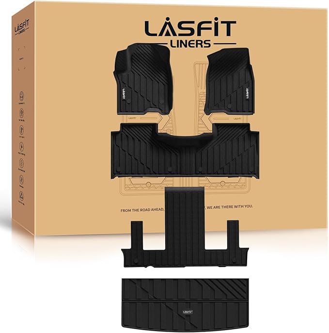 LASFIT Floor Mats & Cargo Liner 2021-2026 & Only 7 Seats (Not for 8/9 Seats) for Chevrolet Chevy Tahoe/GMC Yukon(Only Yukon, Not Fit Yukon XL)/Cadillac Escalade(Only Escalade, Not Fit Escalade ESV)