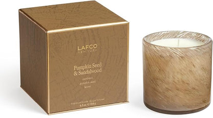 LAFCO New York Fall Classic Candle, Pumpkin Seed & Sandalwood - 6.5 oz - 50-Hour Burn Time - Reusable, Hand Blown Glass Vessel - Made in The USA