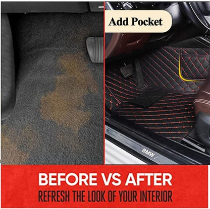 Customizable Text & Picture Car Floor Mats, Upload Any Image or Message, Unique Leather Gift Set Compatible with car Lovers, Fit SUV Sedan(White+Black)