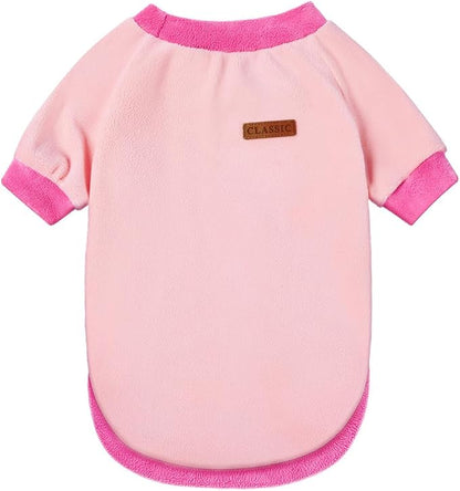 GreenJoy Classic Fleece Dog Sweater – Soft & Warm Stretchy Sweatshirt for Small Dogs & Cats, Cold-Weather Pullover for Everyday Wear (Light Pink, Large)
