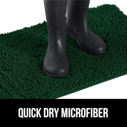 GORILLA GRIP SoakSTOPPER Dog Door Mat, 36x24 Machine Washable Rug Absorbent Doormat Captures Moisture Mud Dirt, Quick Dry Soft Chenille Entryway Rugs Indoor Entrance Mats for Dog Paws, Deep Green