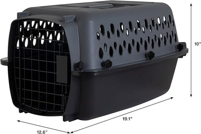 Petmate Pet Porter Dog Kennel 19", Dark Gray & Black, for Pets up to 10lbs, Made in USA