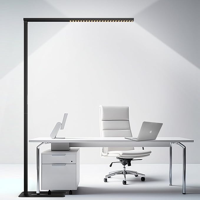 77"LED Floor Lamp,80W Black Modern Free-Standing Lamp,8000LM Dimmable High brightness office Lamp for Reading Study Room，Living Room，Bedroom Room,Piano Room,Meeting Room 4000K Natural Daylight