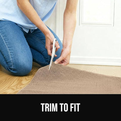 GORILLA GRIP Premium Dual Sided Extra Thick 2x6 Rug Gripper Pad for Hardwood Floors, Breathable Slip Resistant Pad Grips Under Carpet Area Rugs for Hard Surface Floor Protection, Easy Trim Mats, Beige