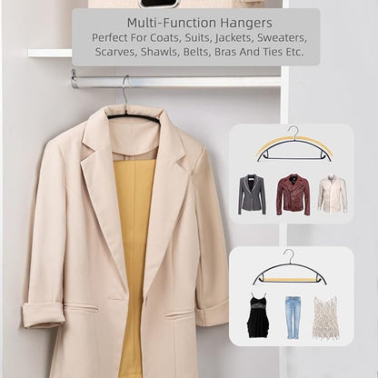 Nature Smile Non Slip PVC Coating Sweater Hangers,Dress Suit Coat Hangers,Shoulder Bump Free Golf T Shirts Clothes Hangers (Black Color 20 Pack)