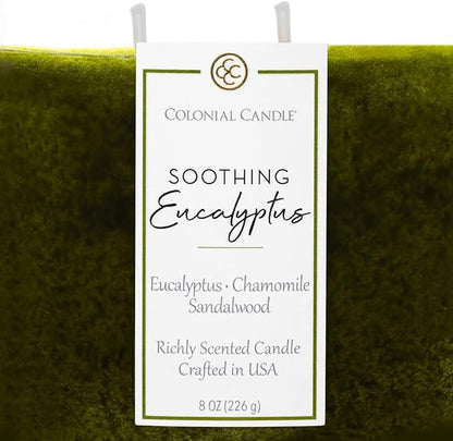 Colonial Candle Soothing Eucalyptus Scented Candle Jar, Highly Fragranced Candles for Home Scented, Mottled Wax Candle, 2 Wick, 8 oz - Made in The USA