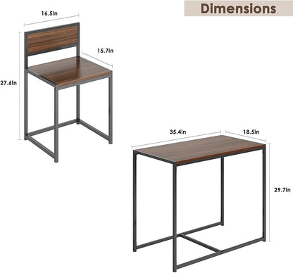 soges 3 Piece Dining Set for 2, Small Dining Table Set with 2 Chairs, Walnut Kitchen Table for Small Spaces, Breakfast Nook Set, Compact Apartment Dining Room Table