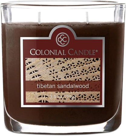 Colonial Candle Tibetan Sandalwood Scented Jar Candle, 2 Wick, 3.5 oz, Mottled Wax Candle