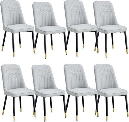 Dining Chairs Set of 8，Modern Dining Chairs, Equipped with PU Leather Backrest Cushions and Black Metal Legs, Suitable for Restaurants, Kitchens, and Bedrooms Dining Room Chairs