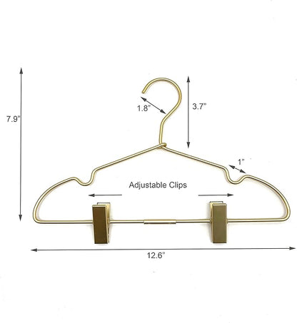 12.5" Gold Metal Baby Clothes Clips Hanger Children Kids Coat Hanger Display and Storage 10Pack