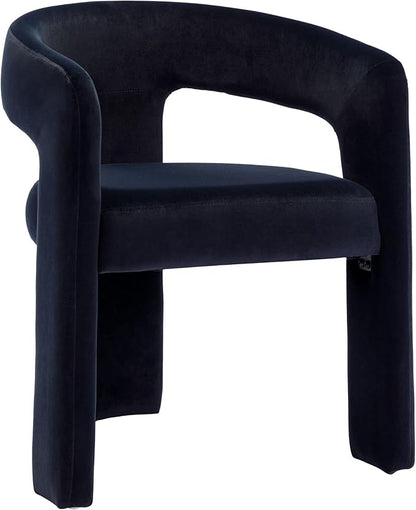 Modern Velvet Fabric Upholstered Dining Chairs with Open-Back, Cute Barrel Side Chairs Kitchen Armchair Accent Chairs for Dining Room Bedroom, Black