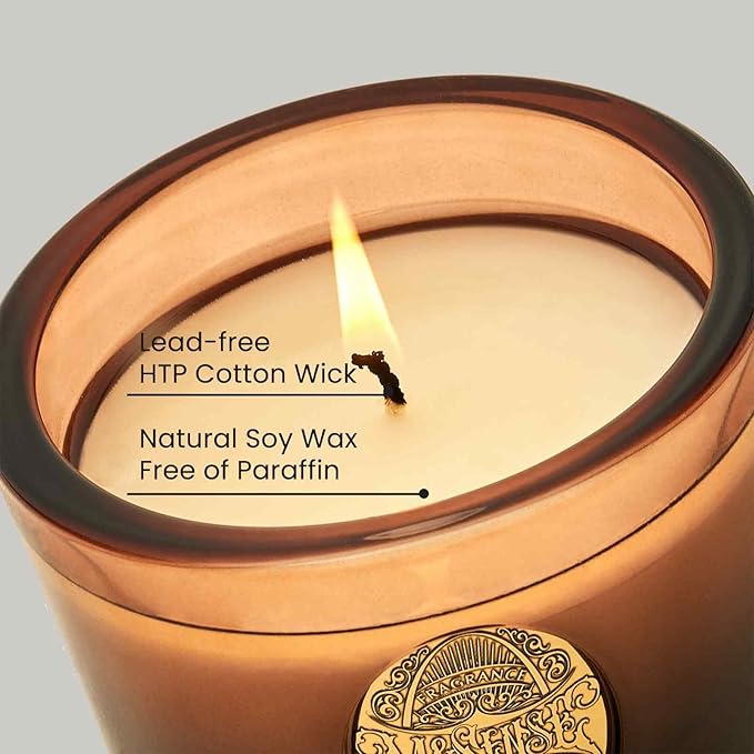 M&SENSE Natural Soy Candle | Mahogany Sandalwood & Black Brown | 9.2 oz, 50H Burn Time | Luxury Scented Candle for Relaxation, Gifting, Home Décor | Ideal for Bedroom, Office, Party Ambiance