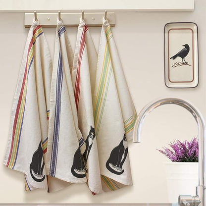 Style In Print Custom Decor Kitchen Towels Tuxedo Cat C Pets Cats Cleaning Supplies Dish Towels Blue Stripe Design Only