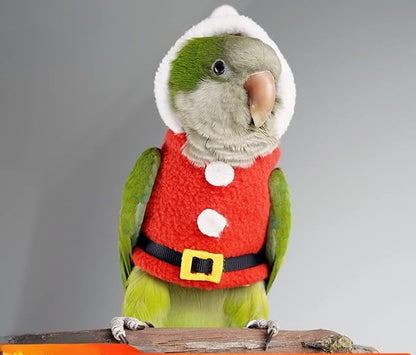 Bird Clothes Birds Flight Suit, Christmas Hoodie for Parrots Cockatiel Sun Conure Christmas Party Cosplay Photo Prop Bird Small Animals Apparel (Without Diaper,Green-cheeked Conure) Red