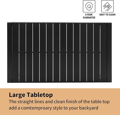 Outdoor Dining Table for 6, 60"x35" Patio Rectangular Dining Tables Powder-Coated Aluminum Table Top Heavy Duty Patio Furniture for Garden,Grey Frame