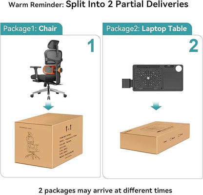 Newtral Ergonomic Office Chair with Fully Adaptive Lumbar Support, 136°Tilt Function, Computer Desk Chair with Soft 4D Armrest, Adjustable Headrest (Supreme with Laptop Tray, Black)