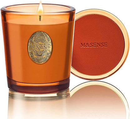 M&SENSE Natural Soy Candle | Noir Air& Neon Orange | 9.2 oz, 50H Burn Time | Luxury Scented Candle for Relaxation, Gifting, Home Décor | Ideal for Bedroom, Office, Party Ambiance