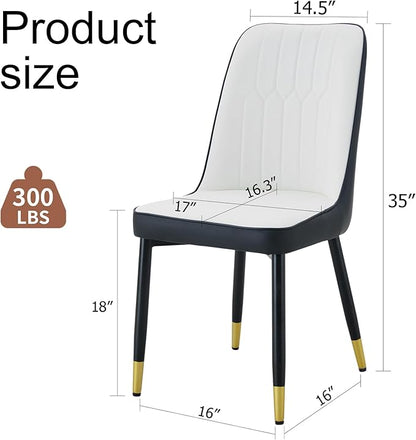 Dining Chairs Set of 4，Modern Dining Chairs, Equipped with PU Leather Backrest Cushions and Metal Legs, Suitable for Restaurants, Kitchens, and Dining Room Chairs
