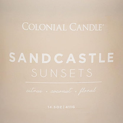 Colonial Candle Sandcastle Sunset Scented Jar Candle, Pop of Color Collection, 3 Wick, Green, 14.5 oz - Up to 60 Hours Burn
