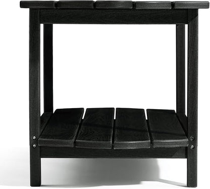 Adirondack Outdoor Patio Table-2 Tier Black Coffee Table Irregular Outside Table for Backyard Pool