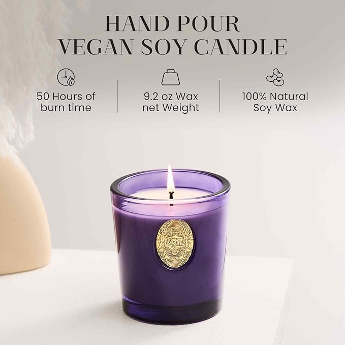 M&SENSE Natural Soy Candle | Lavender Citrus & Purple | 9.2 oz, 50H Burn Time | Luxury Scented Candle for Relaxation, Gifting, Home Décor | Ideal for Bedroom, Office, Party Ambiance