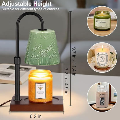Ceramic Candle Warmer Lamp Dimmable, Electric Scented Wax Melt Warmer, Candle Warmer Melter for Jar Candles Mothers Day Birthday Gifts for Women Mom Grandma, Home Offices Decor Light(Dragonfly-2)