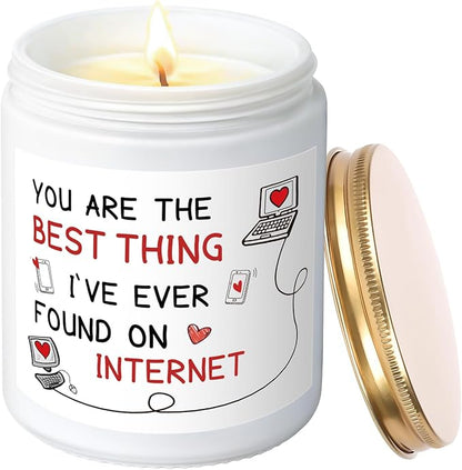 MOASITN Candles for Women Men, Valentines Day, Birthday, Anniversary Romantic & Funny Candle for Girlfriend, Boyfriend, Wife, Friends, Best Thing I Found on The Internet Scented Candles for Her Him