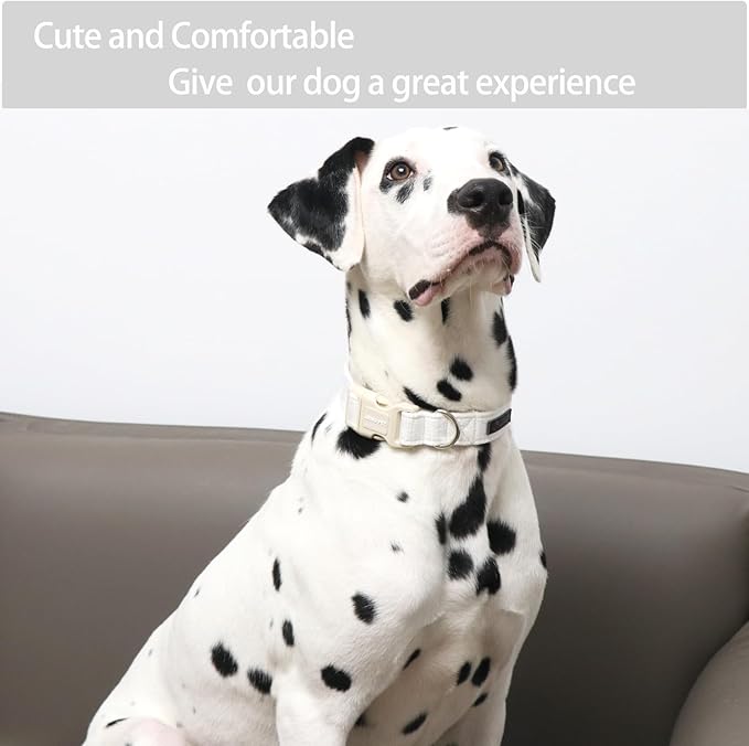 ARING PET White Dog Collar-Adjustable Small Dog Collars, Lightweight Cotton Wedding Pet Collars with Quick Release Buckle for Small Medium Large Dog