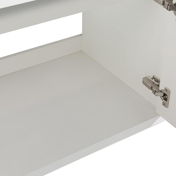 Goujxcy 18" Wall Mounted Bathroom Vanity with Sink, Modern Floating Bathroom Cabinet with White Resin Wash Basin & Storage Cabinet, Soft-Close Door Wood Hanging Bath Room Cabinet