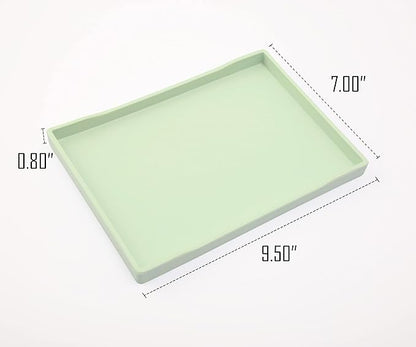 Green Small Serving Tray (9.5 x 7 inch), Countertop Organizer for Bathtub Bathroom Vanity Items, Serving Accessory, Coffee, Drinks, Tea, Party, Spa, Perfume and Display Use.