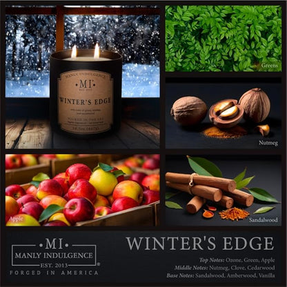 Manly Indulgence Winters Edge Scented Candles for Men, 2 Wick, 16.5 oz Premium Soy Blend Wax, 60H Burn, Candles for Home Scented - Made in The USA