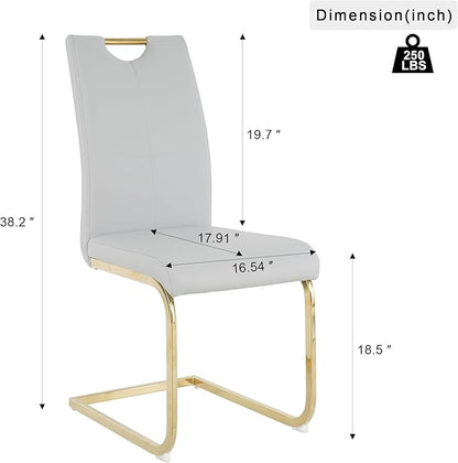 51'' Gold Glass Dining Table Set for 4,5 Piece Kitchen Table and Chairs Set with Metal Legs and 4 PU Leather Dining Chairs for Kitchen Room Small Spaces