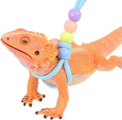 Adjustable Reptile Training Lead Harness Leash Nylon Rope for Lizard Crested Gecko Chameleon Guinea Pig Ferrets Hamster Rats (Fluorescence)