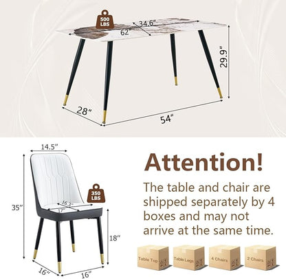 6 Person Dining Table Set, Sintered Stone Dining Table Set for 6, Kitchen Table Chairs Set of 6, Easy to Assemble